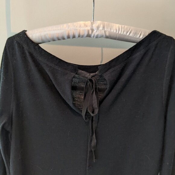 Rare Sonia Rykiel Tri-fabric Black Dress (Wool, Velvet) Size S - Picture 5 of 6